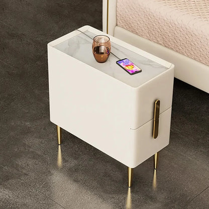 Inarrow Modern Beige Nightstand Bedside Table