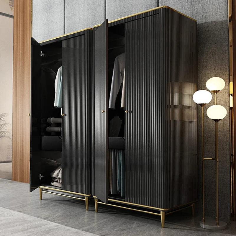 Modern Black Wardrobe Closet with Multi-Storage