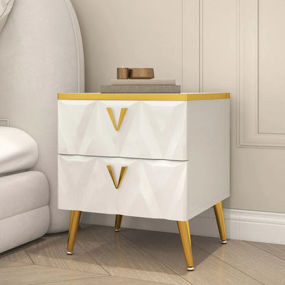 Nordic White Bedside Table 2-Drawer