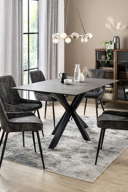 Dark Grey Ceramic Astoria Ceramic 6 Seater Dining Table & Chair