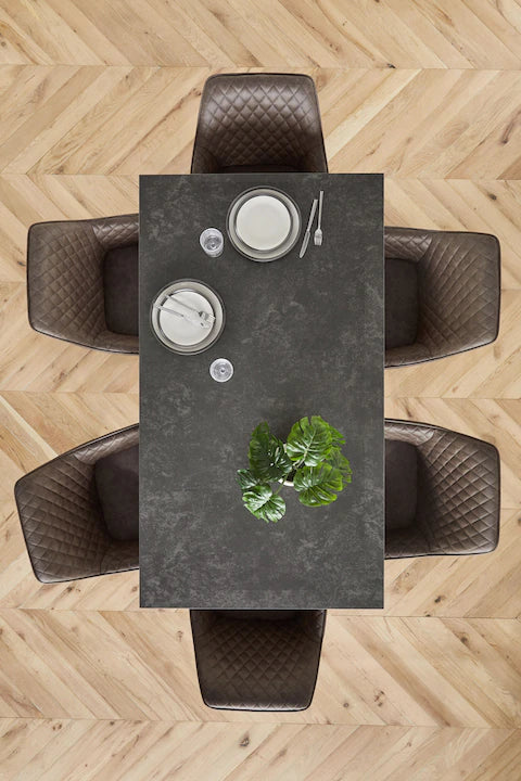 Dark Grey Ceramic Astoria Ceramic 6 Seater Dining Table & Chair