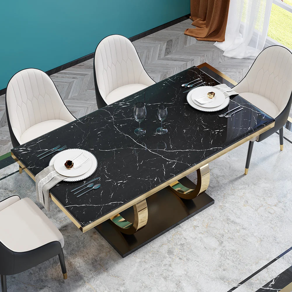 Affordable Luxury Modern Rectangular Faux Marble Dining Table