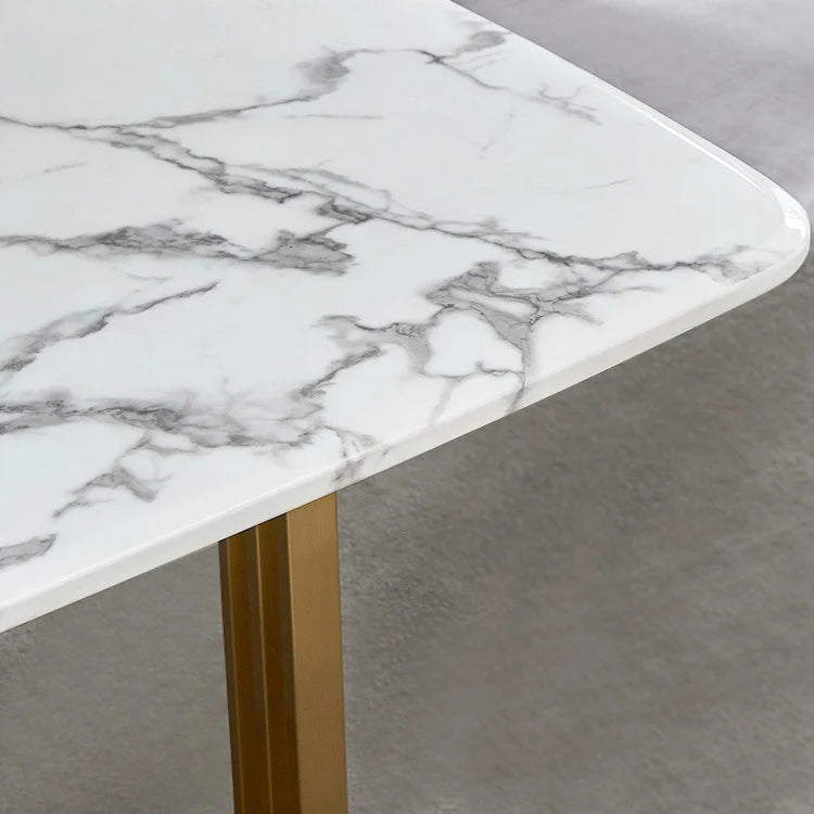 Modern Style Rectangle Faux Marble Dining Table