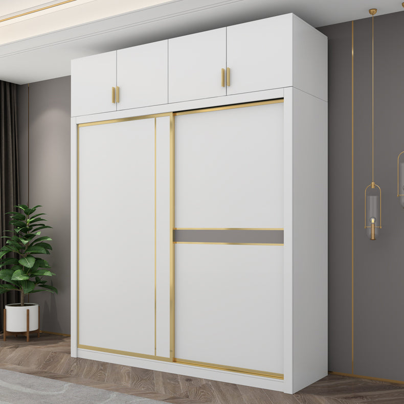 Modern White Wardrobe for Home Manufactured Wood Cabinet with Sliding Doors