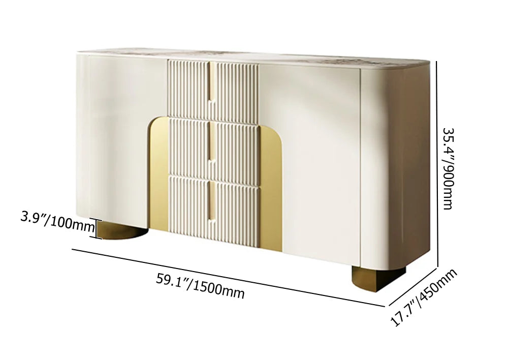 Artus Modern White Sintered Stone Sideboard