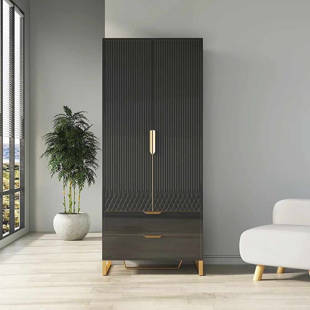 Aro Modern Black Tall Wardrobe