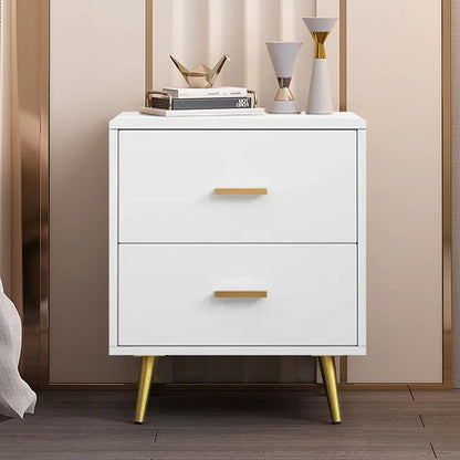 Modern Wood Nightstand with Gold Legs