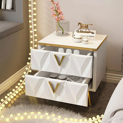 Nordic White Bedside Table 2-Drawer