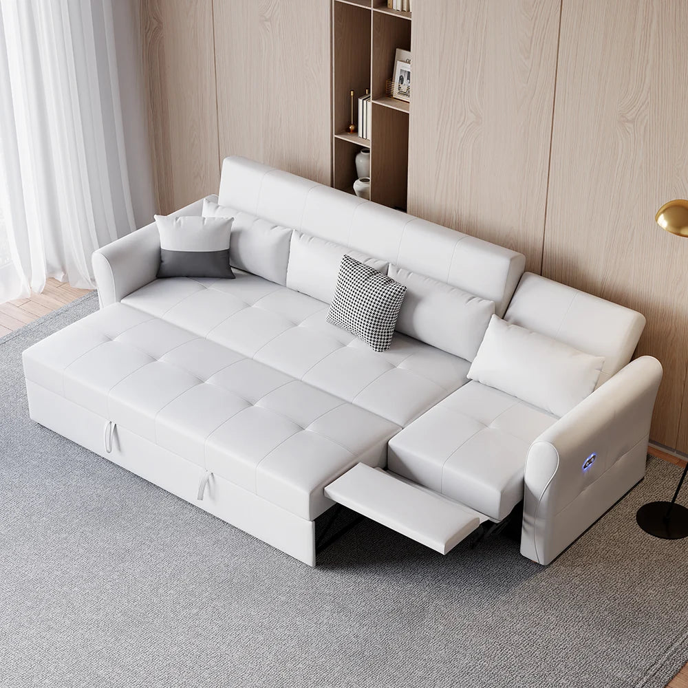 Leath-aire Reclining Sectional Sofa cum Bed