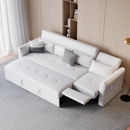 Leath-aire Reclining Sectional Sofa cum Bed