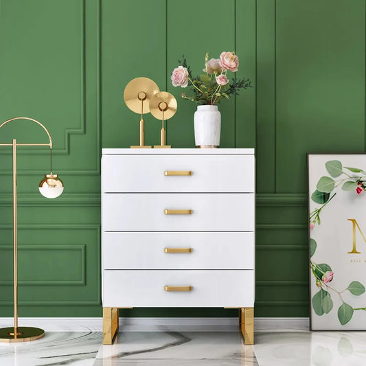 Modern White Chest with 4-Drawer Gold Legs