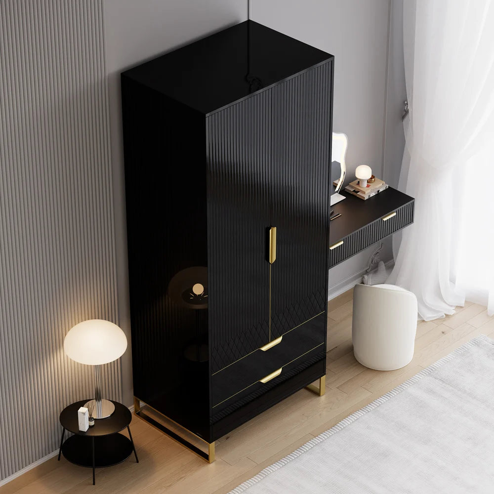 Aro Modern Black Tall Wardrobe