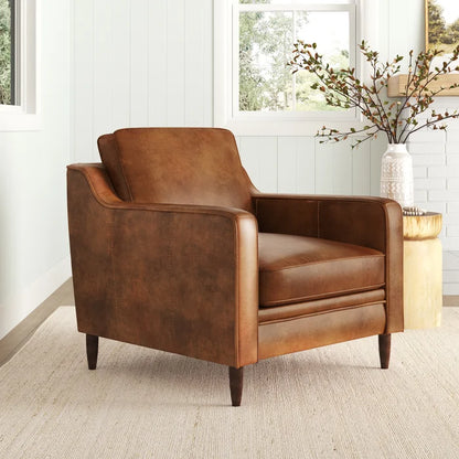 Ashtabula Genuine Leather Square Arm Accent Chair