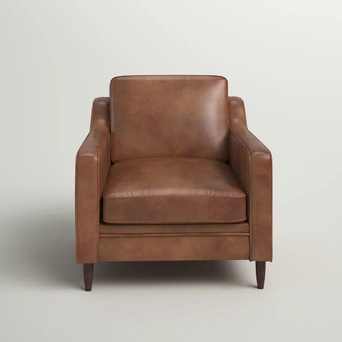 Ashtabula Genuine Leather Square Arm Accent Chair