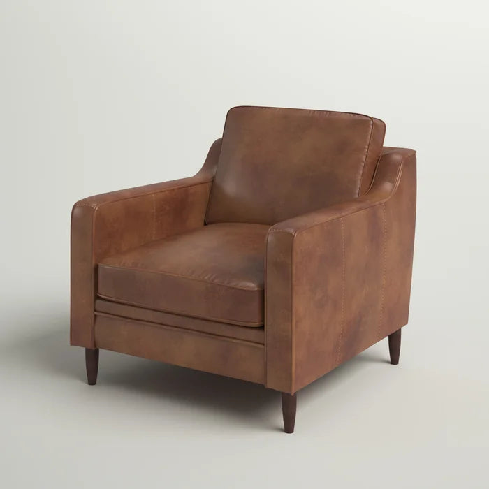 Ashtabula Genuine Leather Square Arm Accent Chair