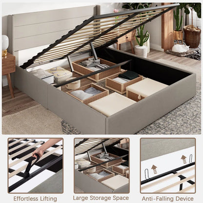 Braya Hydraulic Lift Up Storage Upholstered Platform Bed