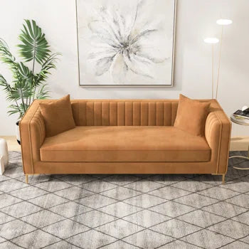 Velvet Square Arm Sofa