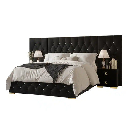 CraftPorch Luxurious Velvet Tufted Platform Bed