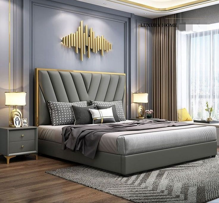 Luxury Upholstered Bed In Leatherette