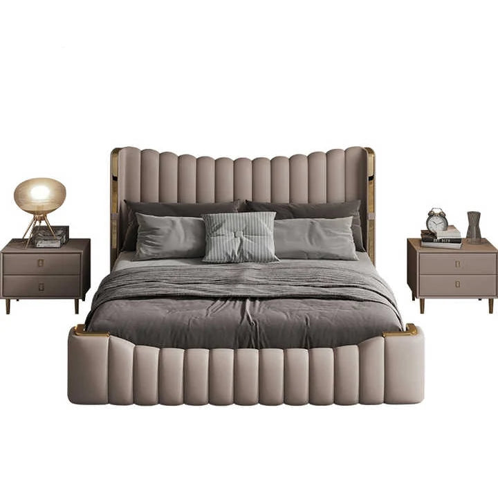 Lavish Vertical tufting leatherette bed