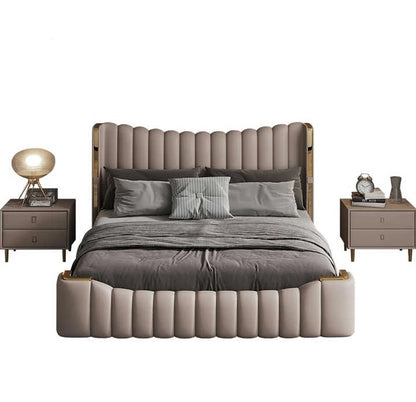 Lavish Vertical tufting leatherette bed