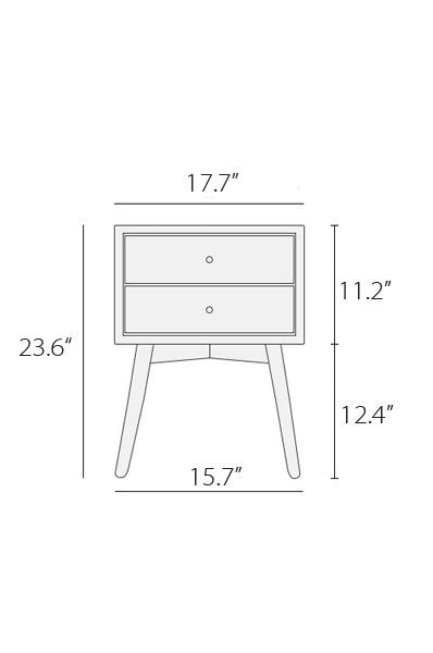 White Oak Wood Bedside Table