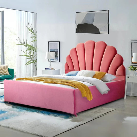 Pink upholstered bed