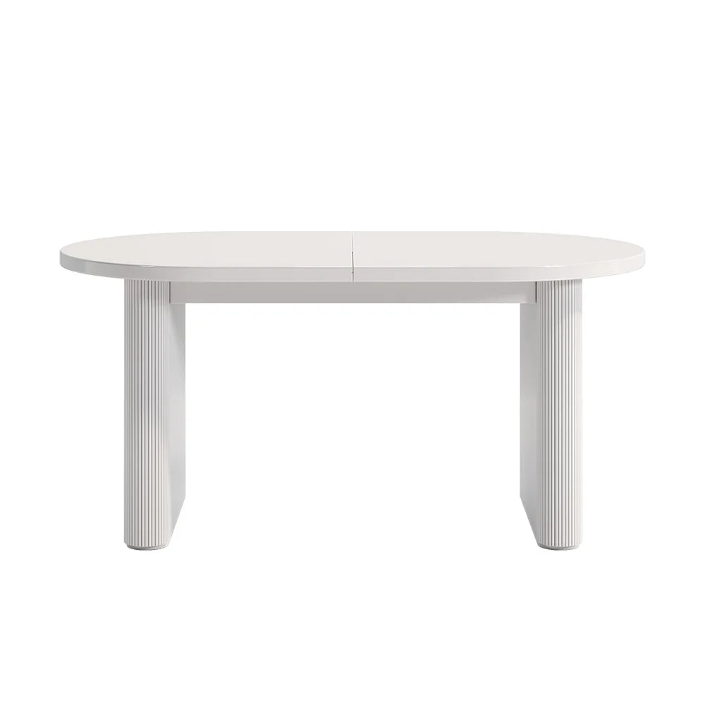 Japandi Oval Extendable Dining Table White Seats 6-10 People