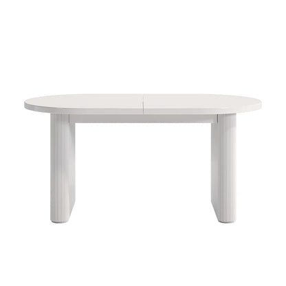 Japandi Oval Extendable Dining Table White Seats 6-10 People