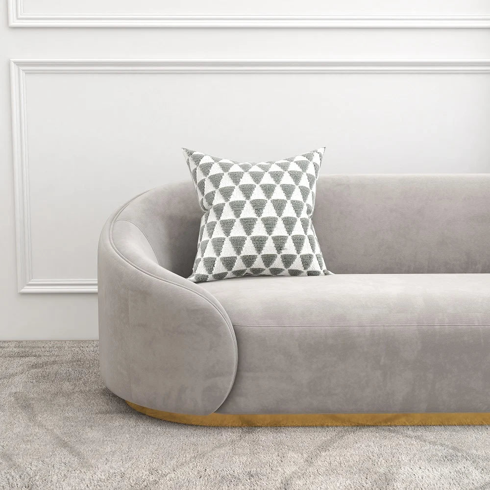 Gray 3-Seater Sofa Upholstered Velvet