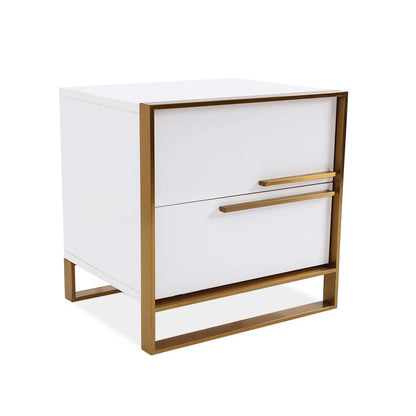 Minimalist Design Nightstand with 2 Drawers with Gold Base