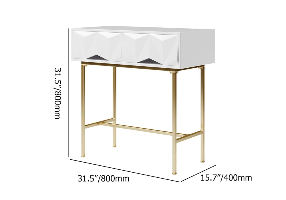 Modern Console Table with Drawers Solid Wood & Metal