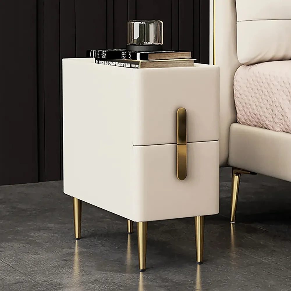 Inarrow Modern Beige Nightstand Bedside Table