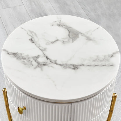 Round Faux Marble Gold Side Table