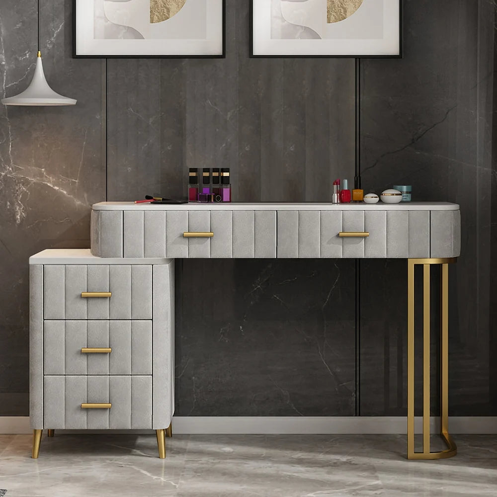 Modern Velvet Upholstered Makeup Vanity  Dressing Table