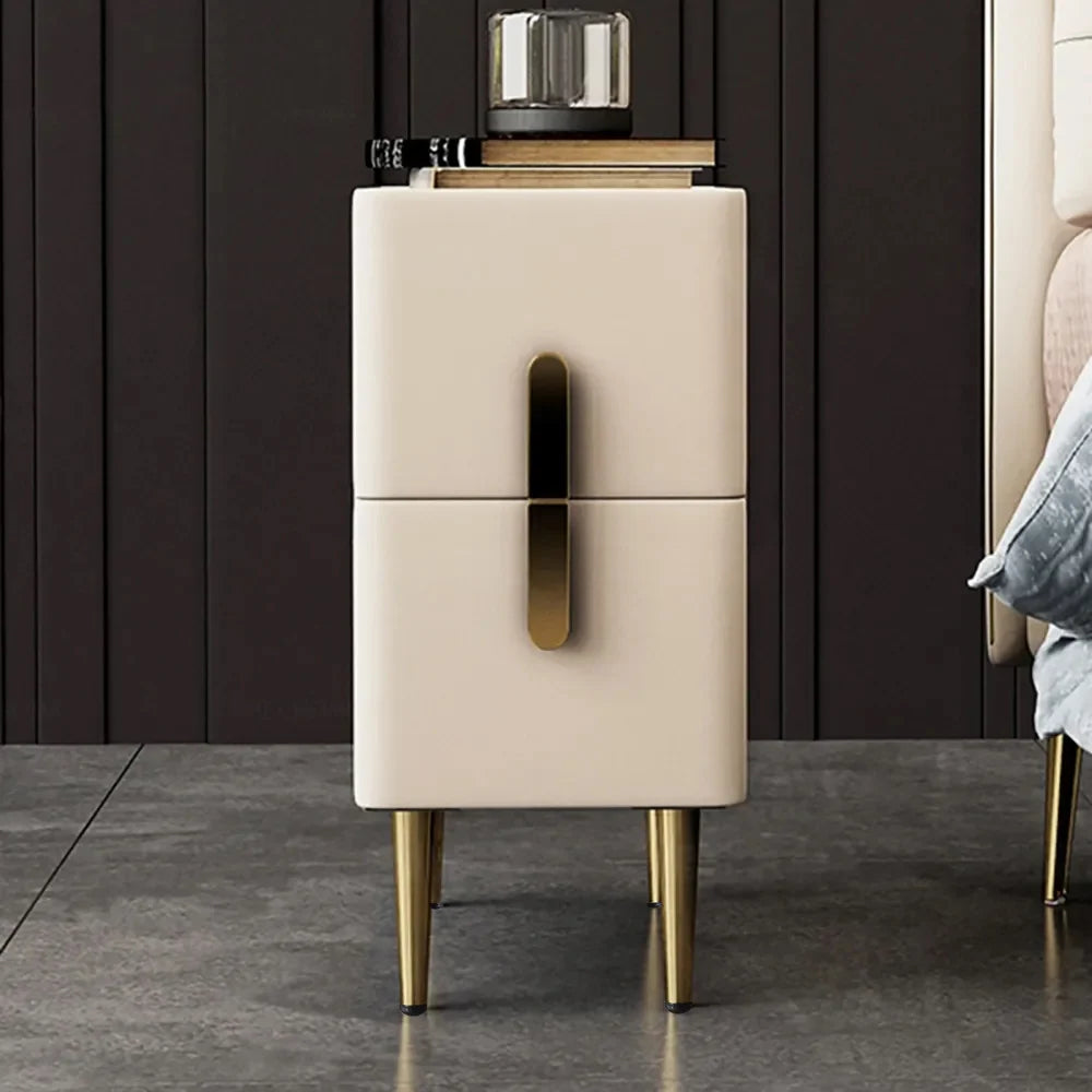 Inarrow Modern Beige Nightstand Bedside Table