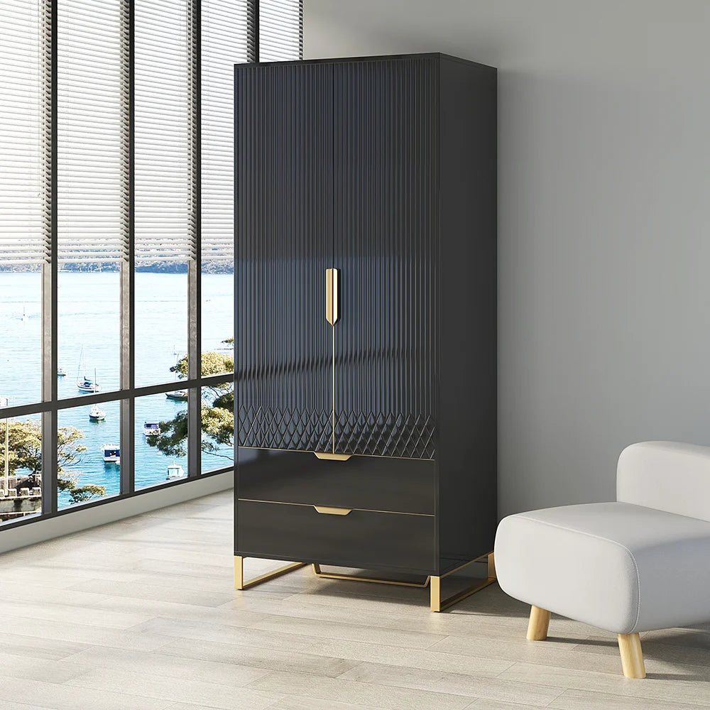 Aro Modern Black Tall Wardrobe