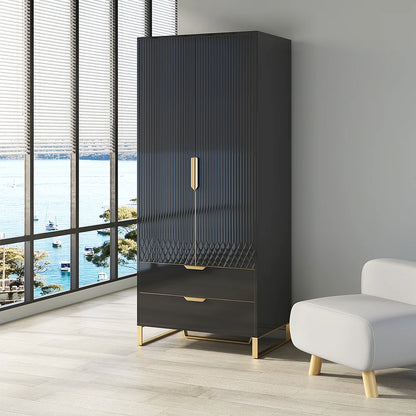 Aro Modern Black Tall Wardrobe