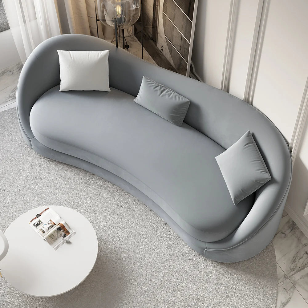 Velvet Upholstered Sofa Luxury Gray