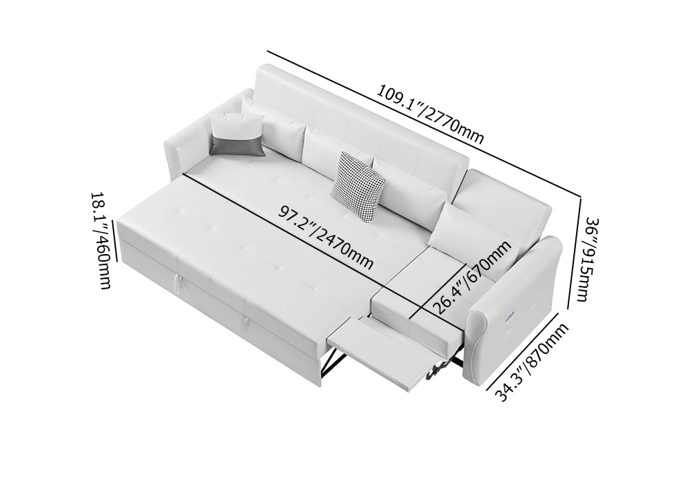 Leath-aire Reclining Sectional Sofa cum Bed