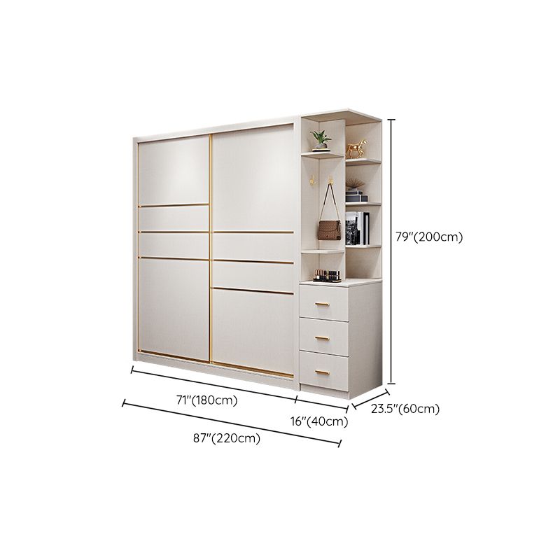 Wardrobe for Bedroom White Cabinet with Drawers