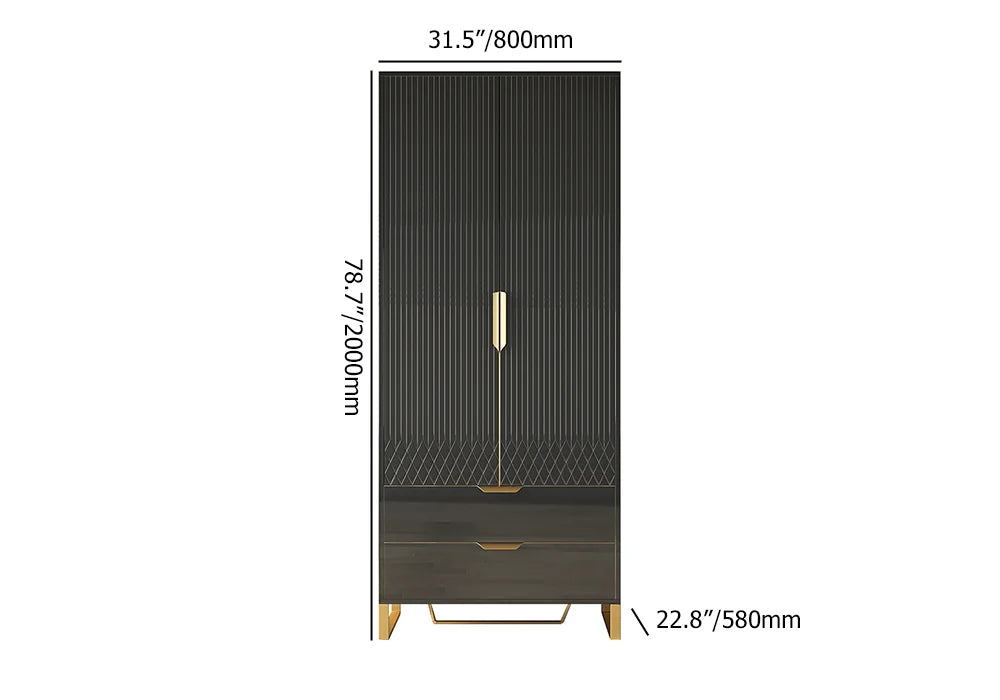 Aro Modern Black Tall Wardrobe