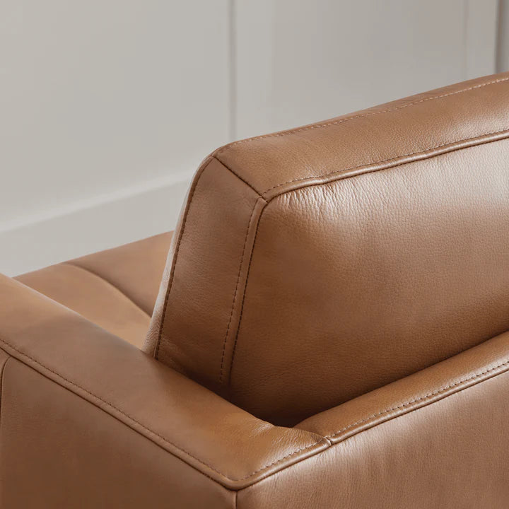 Senan Mid-Century Modern Genuine Leather Armchair