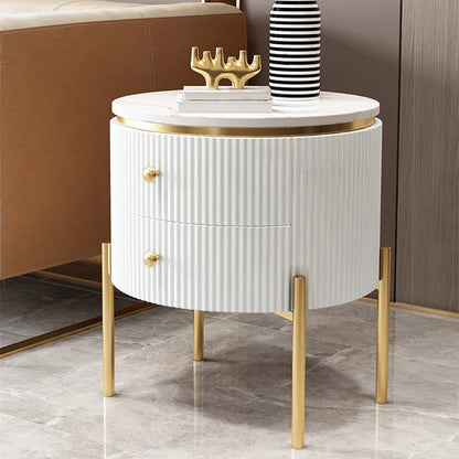 Round Faux Marble Gold Side Table