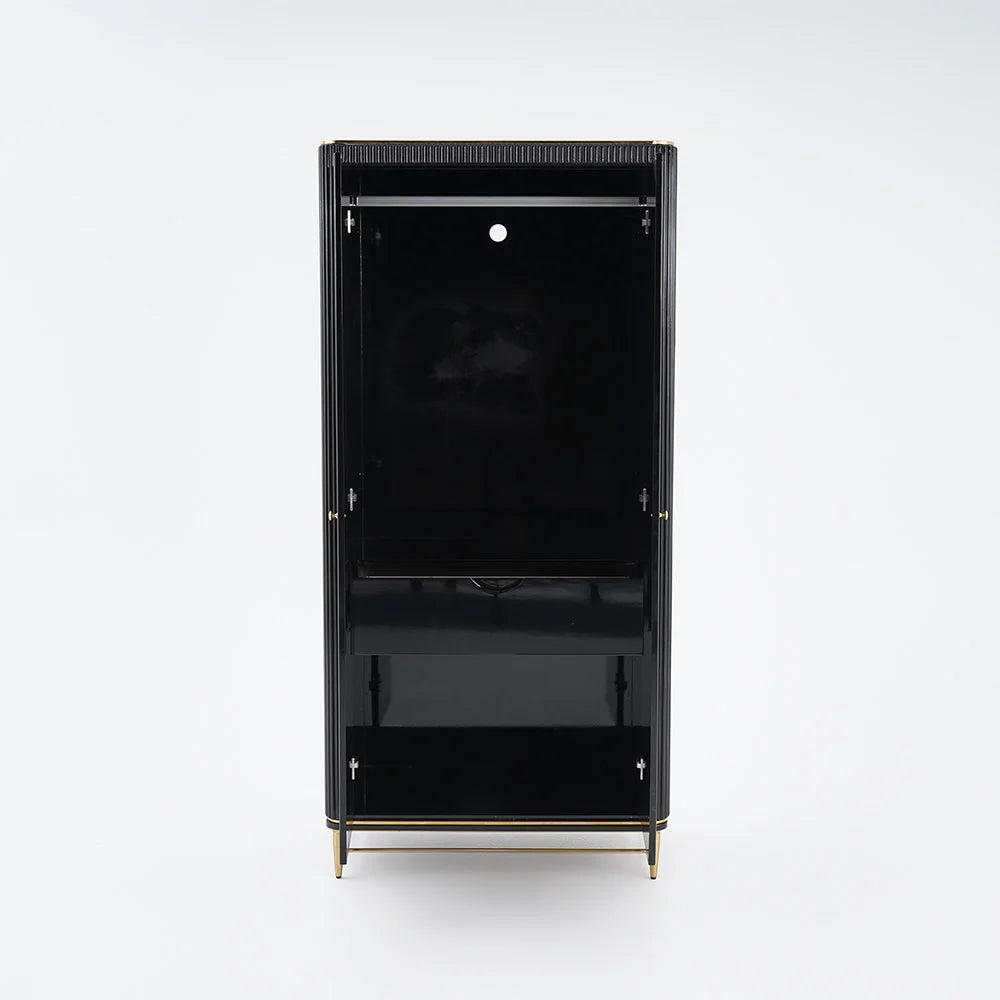 Modern Black Wardrobe Closet with Multi-Storage