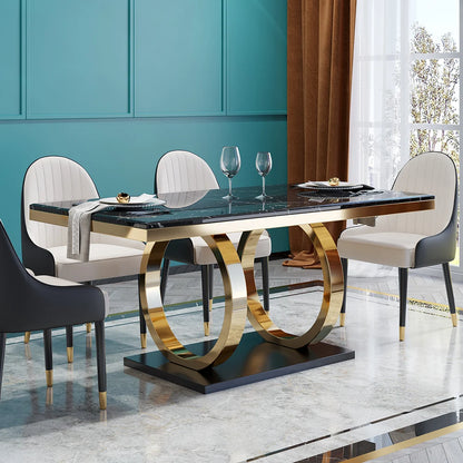 Affordable Luxury Modern Rectangular Faux Marble Dining Table