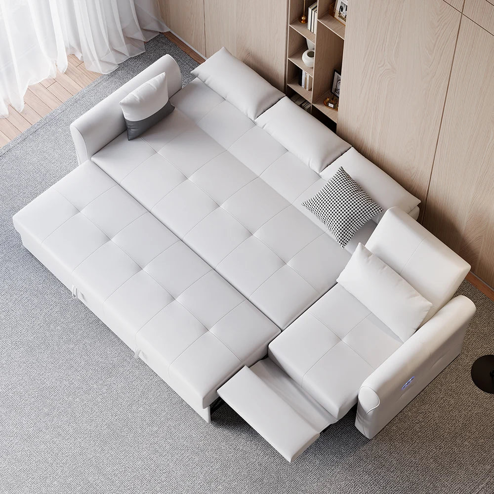 Leath-aire Reclining Sectional Sofa cum Bed