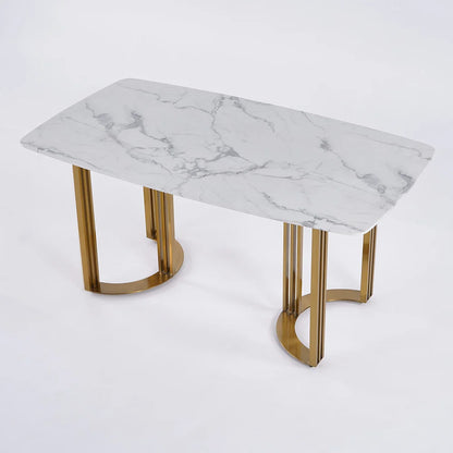 Modern Style Rectangle Faux Marble Dining Table