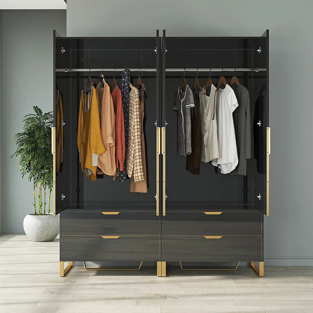 Aro Modern Black Tall Wardrobe