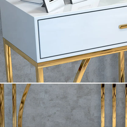 Modern White MDF Top Console Table with Drawers & Gold Stainless Steel Legs